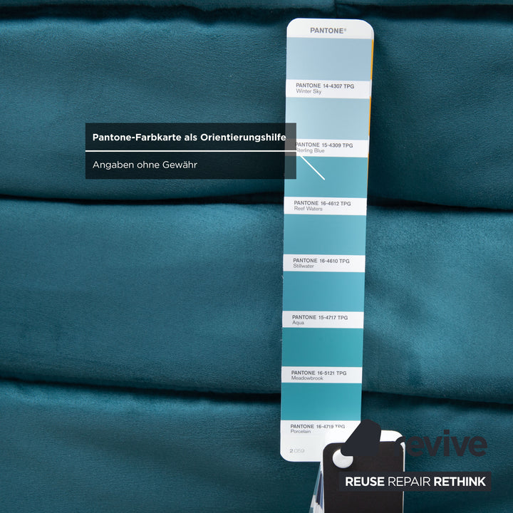 Ligne Roset Togo Hocker Petrol Grün Blau Stoff Neubezug