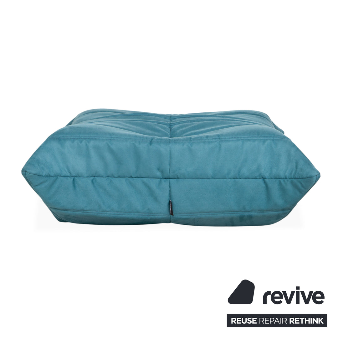 Ligne Roset Togo Hocker Petrol Grün Blau Stoff Neubezug