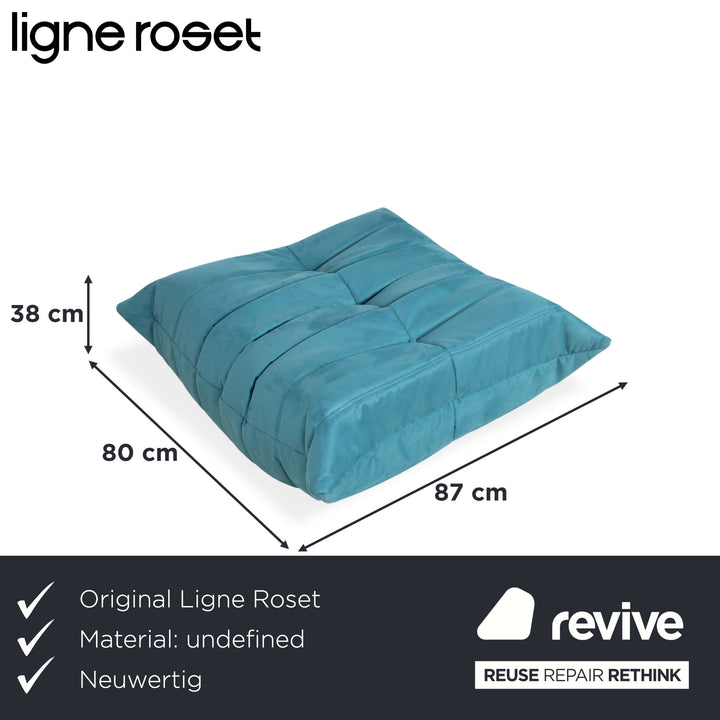 Ligne Roset Togo Hocker Petrol Grün Blau Stoff Neubezug