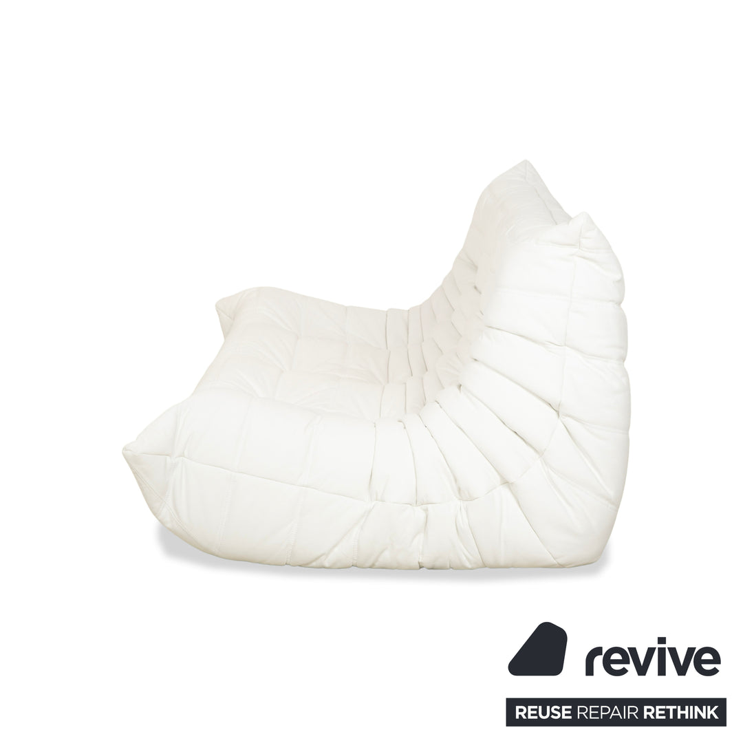 ligne roset Togo Leder Dreisitzer Weiß Sofa Couch