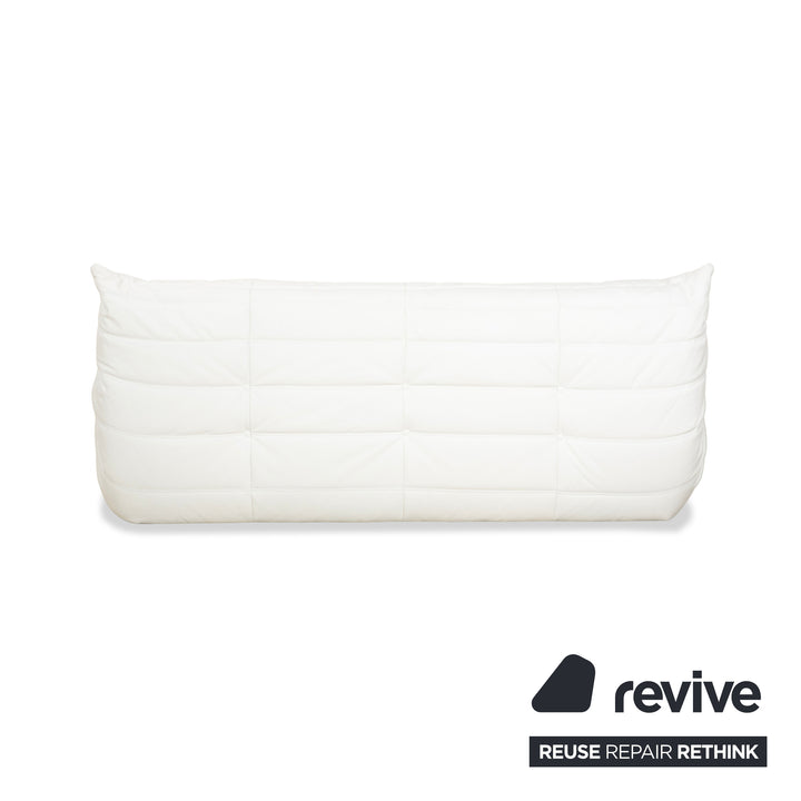ligne roset Togo Leder Dreisitzer Weiß Sofa Couch