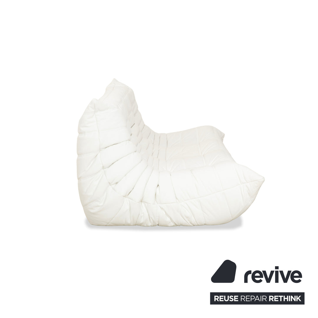 ligne roset Togo Leder Dreisitzer Weiß Sofa Couch