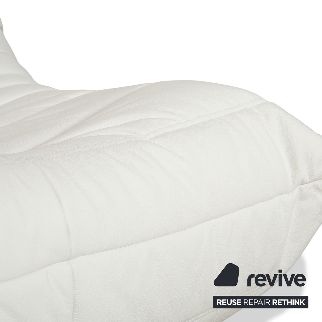 ligne roset Togo Leder Dreisitzer Weiß Sofa Couch