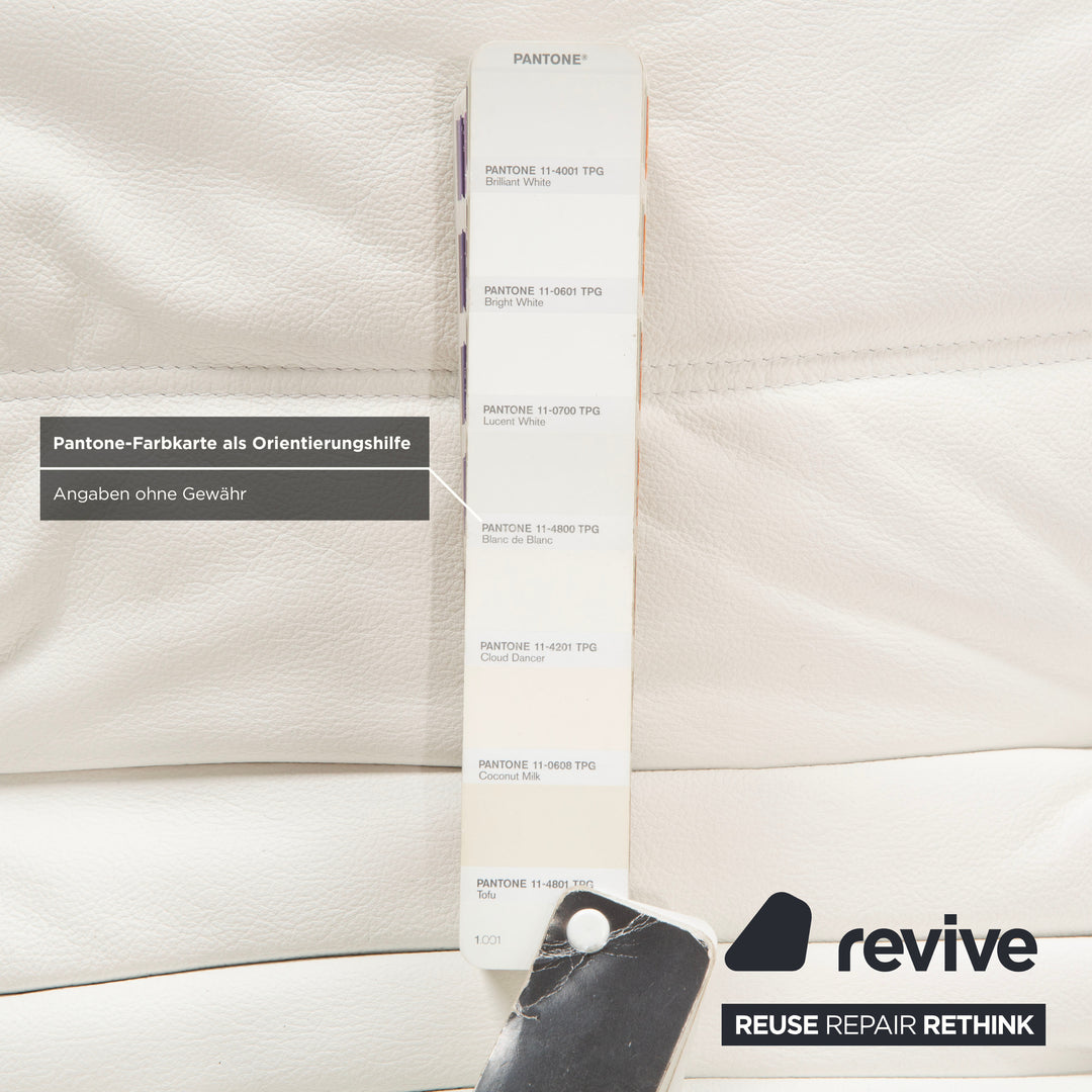 ligne roset Togo Leder Dreisitzer Weiß Sofa Couch