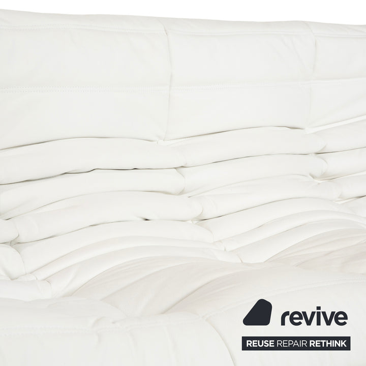 ligne roset Togo Leder Dreisitzer Weiß Sofa Couch