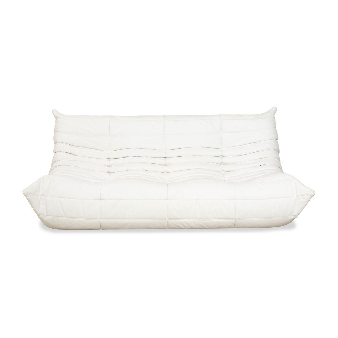 ligne roset Togo Leder Dreisitzer Weiß Sofa Couch