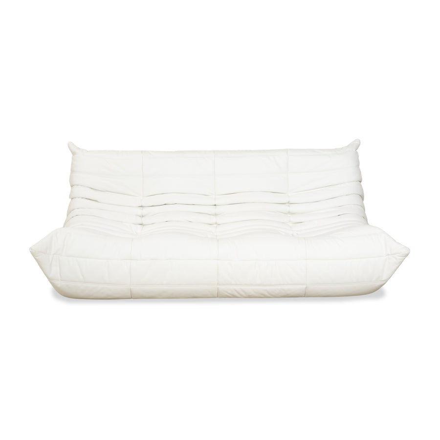 ligne roset Togo Leder Dreisitzer Weiß Sofa Couch