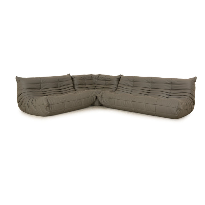 ligne roset Togo Leather Corner Sofa Gray Sofa Couch