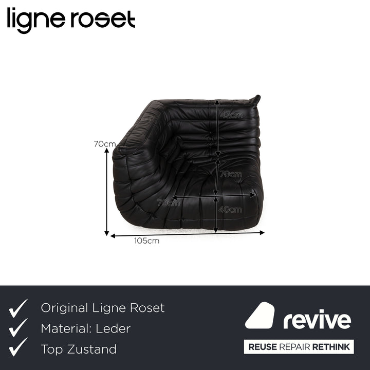 ligne roset Togo Leather Armchair Black