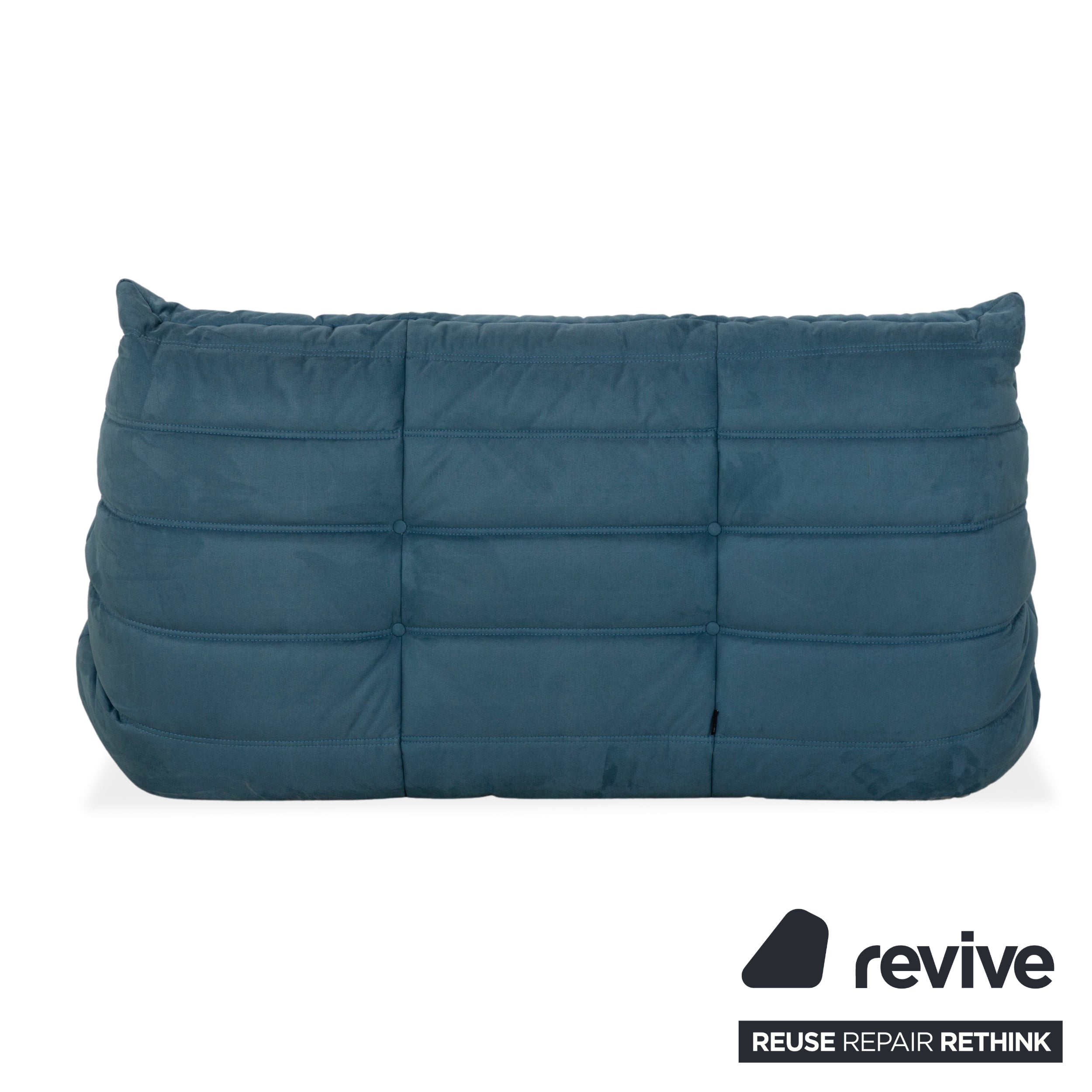 Chaise longue Togo Ligne Roset en tissu microfibre bleu pétrole