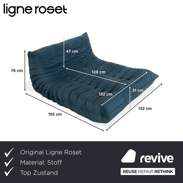 Ligne Roset Togo lounger microfiber fabric petrol blue