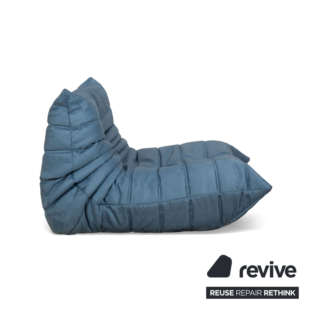 Fauteuil Togo Ligne Roset tissu bleu pétrole chaise longue housse neuve DENVER 381