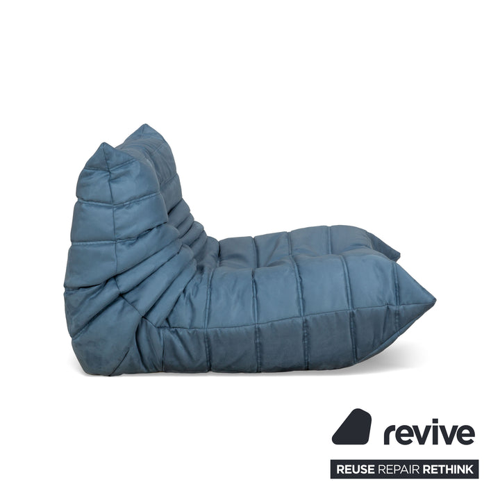 Fauteuil Togo Ligne Roset tissu bleu pétrole chaise longue housse neuve DENVER 381