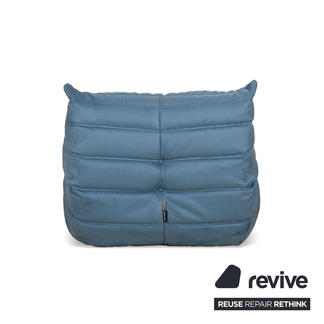 Fauteuil Togo Ligne Roset tissu bleu pétrole chaise longue housse neuve DENVER 381