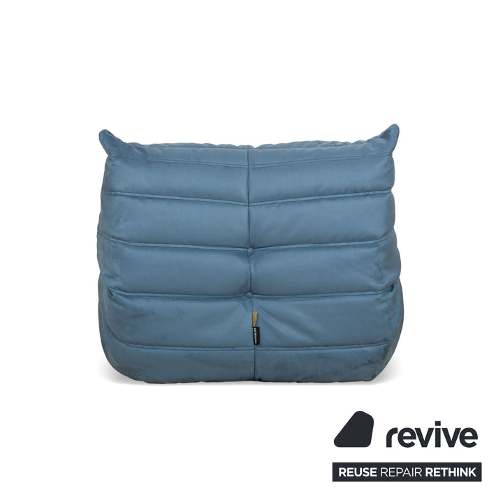 Fauteuil Togo Ligne Roset tissu bleu pétrole chaise longue housse neuve DENVER 381