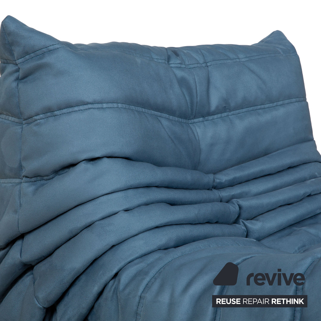 Fauteuil Togo Ligne Roset tissu bleu pétrole chaise longue housse neuve DENVER 381