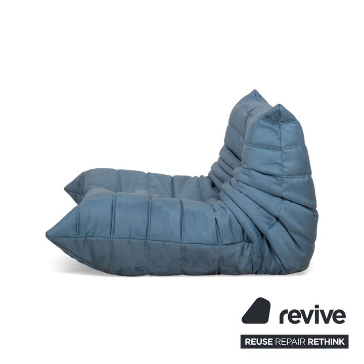 Fauteuil Togo Ligne Roset tissu bleu pétrole chaise longue housse neuve DENVER 381