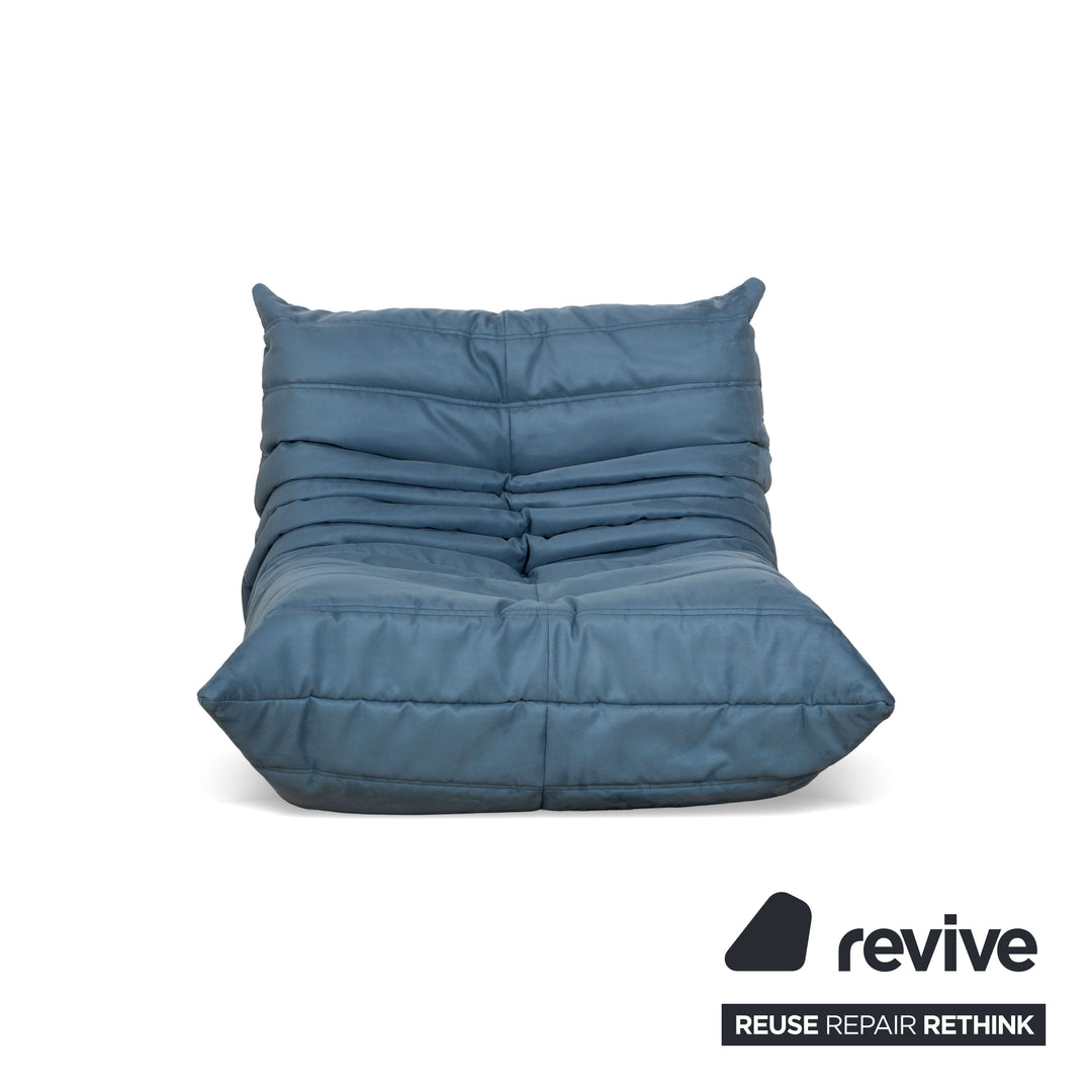 Fauteuil Togo Ligne Roset tissu bleu pétrole chaise longue housse neuve DENVER 381