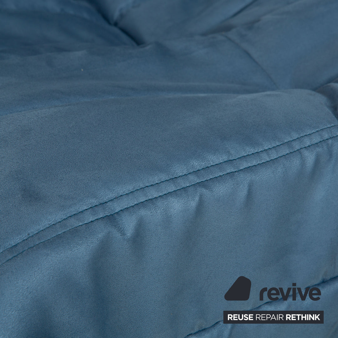 Fauteuil Togo Ligne Roset tissu bleu pétrole chaise longue housse neuve DENVER 381