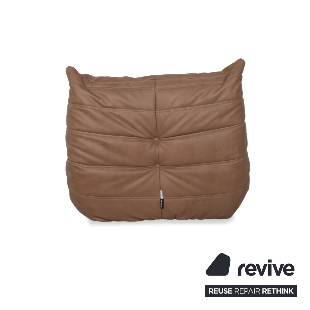 ligne roset Togo Fauteuil Cuir végétalien Cognac Nouvelle housse