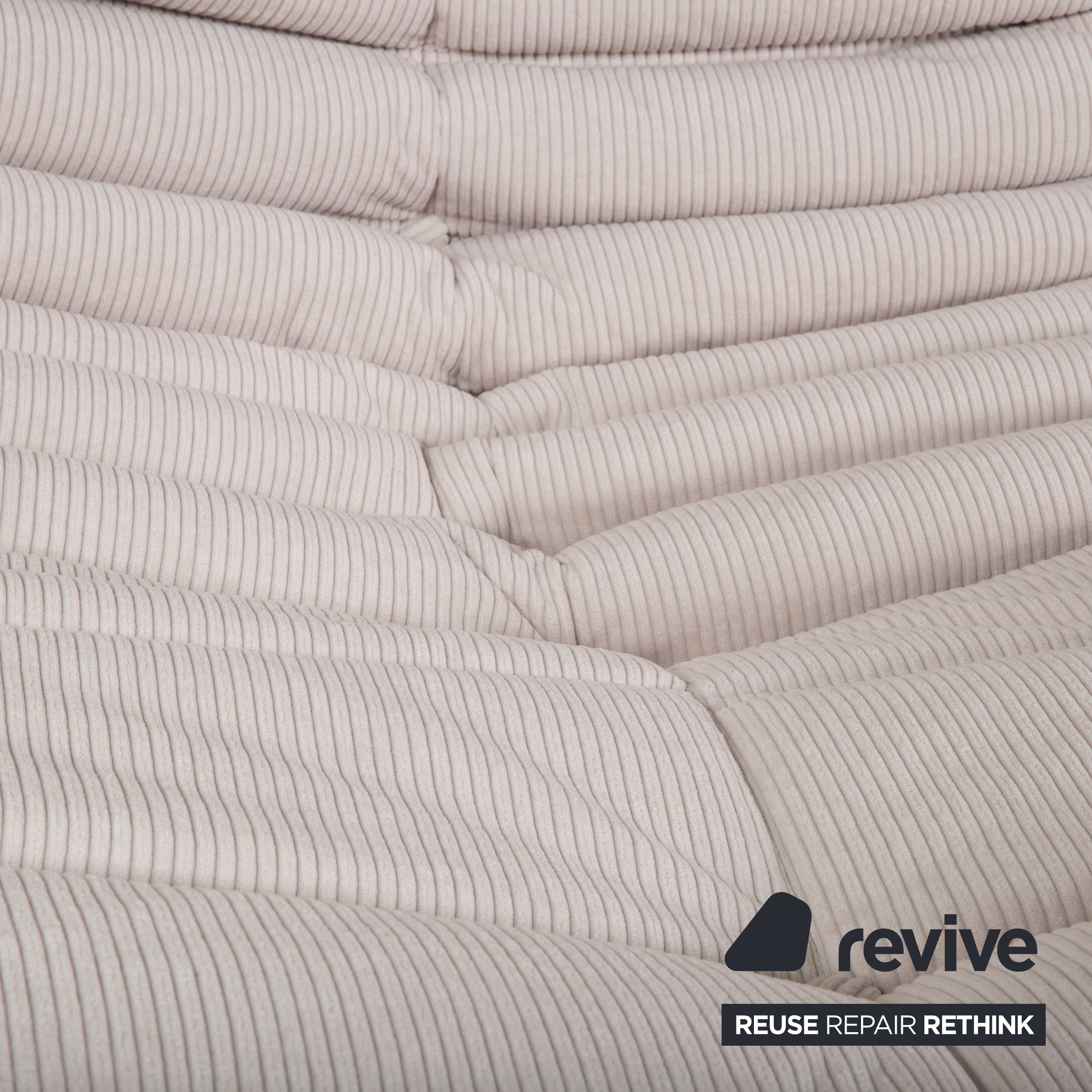 Ligne Roset Togo Armchair Corduroy Fine Cord Fabric Cream Grey Beige New Upholstery