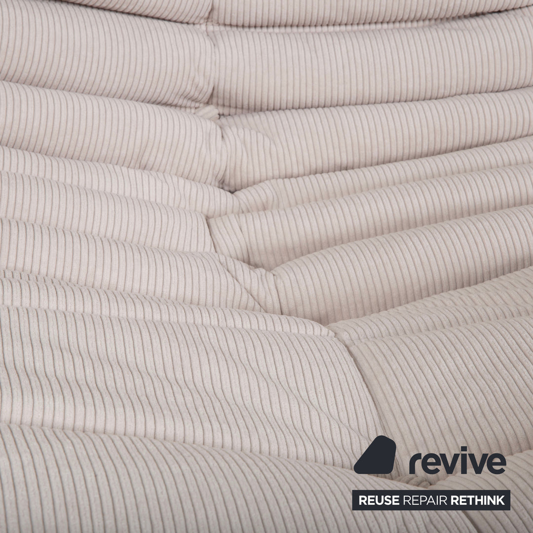 Fauteuil Ligne Roset Togo Velours Côtelé Fin Tissu Crème Gris Beige Retapissé