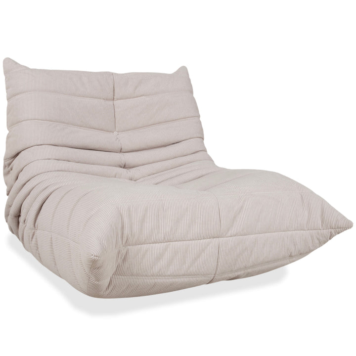 Fauteuil Ligne Roset Togo Velours Côtelé Fin Tissu Crème Gris Beige Retapissé
