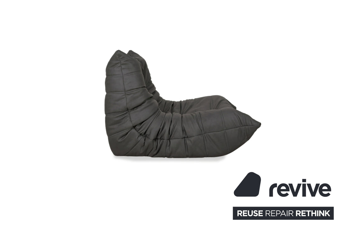 ligne roset Togo Sessel Dunkelgrau veganes Leder Neubezug