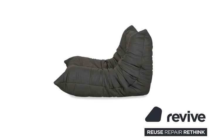 ligne roset Togo Sessel Dunkelgrau veganes Leder Neubezug