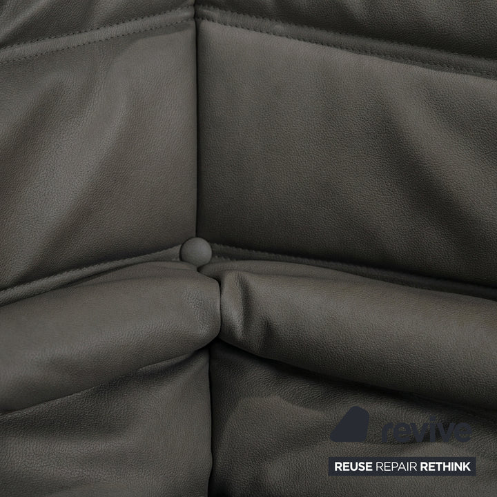 Ligne Roset Togo Eckelement Veganes Leder Schwarz Anthrazit Neubezug