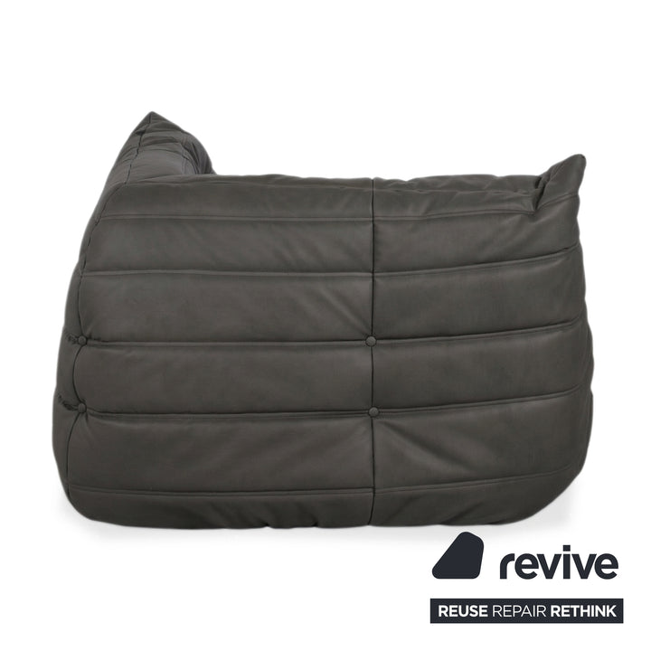 Ligne Roset Togo Eckelement Veganes Leder Schwarz Anthrazit Neubezug