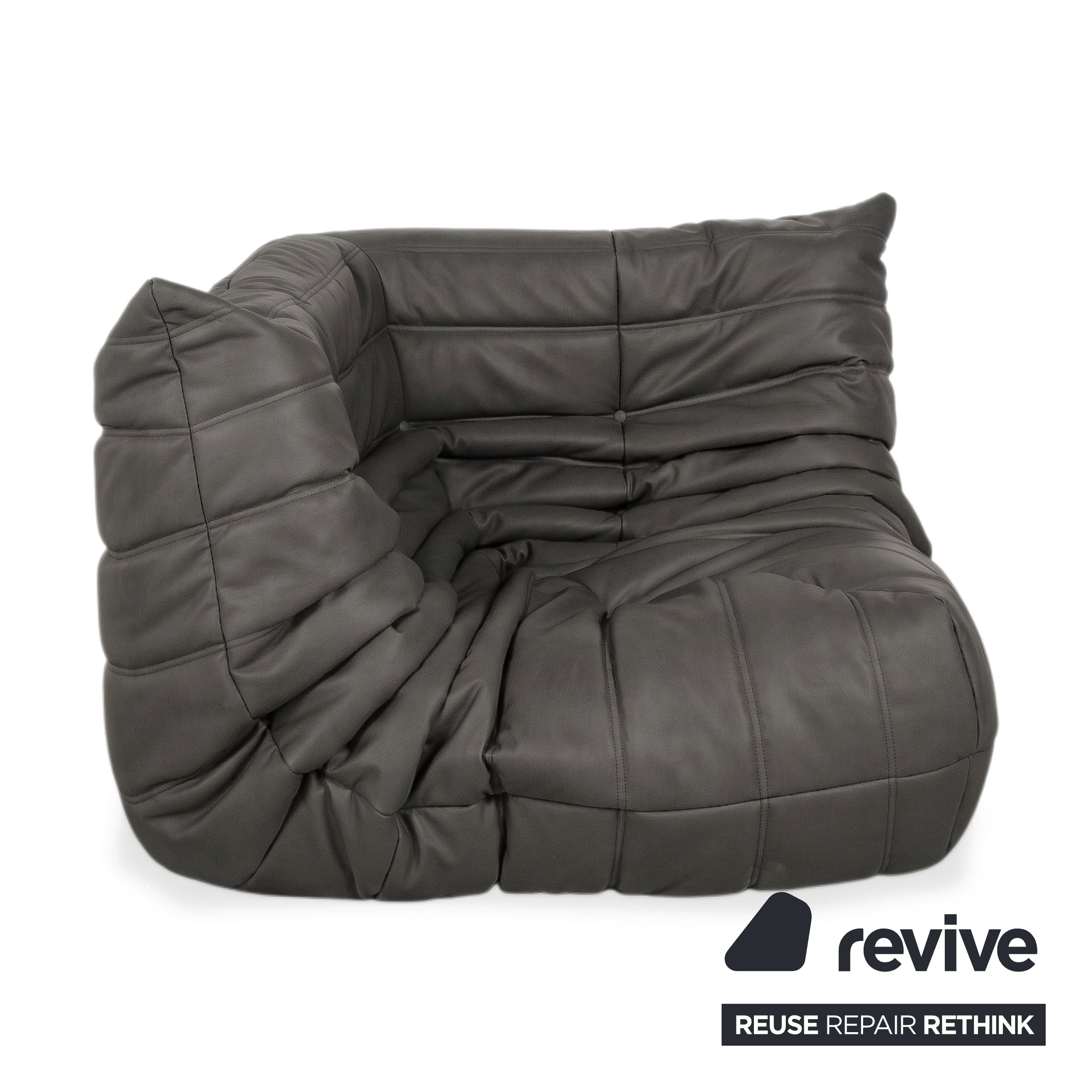 Ligne Roset Togo Eckelement Veganes Leder Schwarz Anthrazit Neubezug