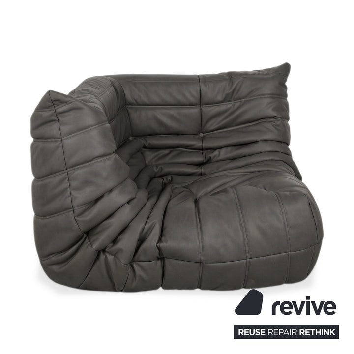 Ligne Roset Togo Sessel Ecke veganes Leder Anthrazit Neubezug (GAVIN 117)