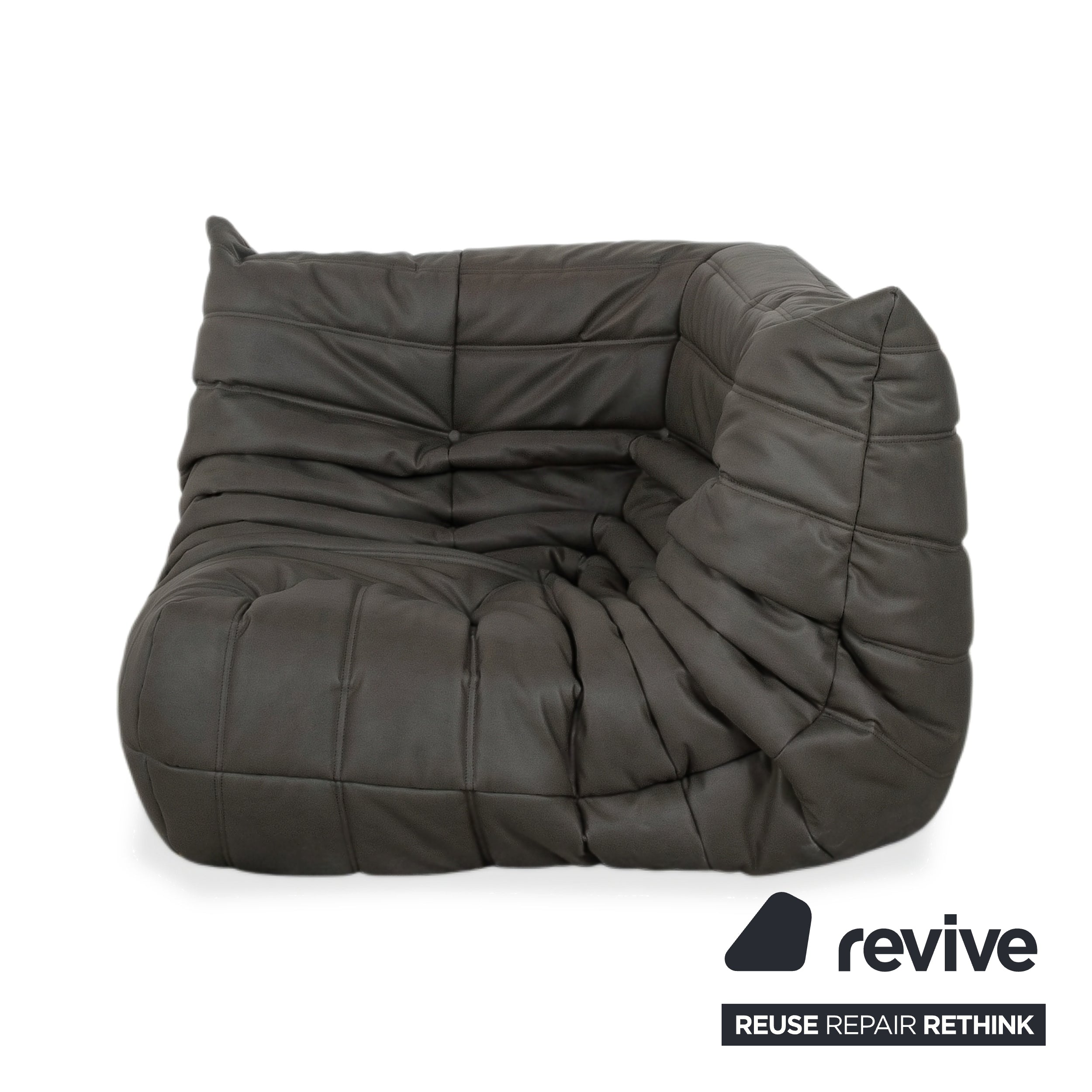 Ligne Roset Togo Eckelement Veganes Leder Schwarz Anthrazit Neubezug