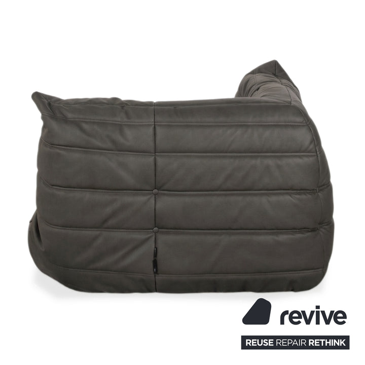 Ligne Roset Togo Sessel Ecke veganes Leder Anthrazit Neubezug (GAVIN 117)