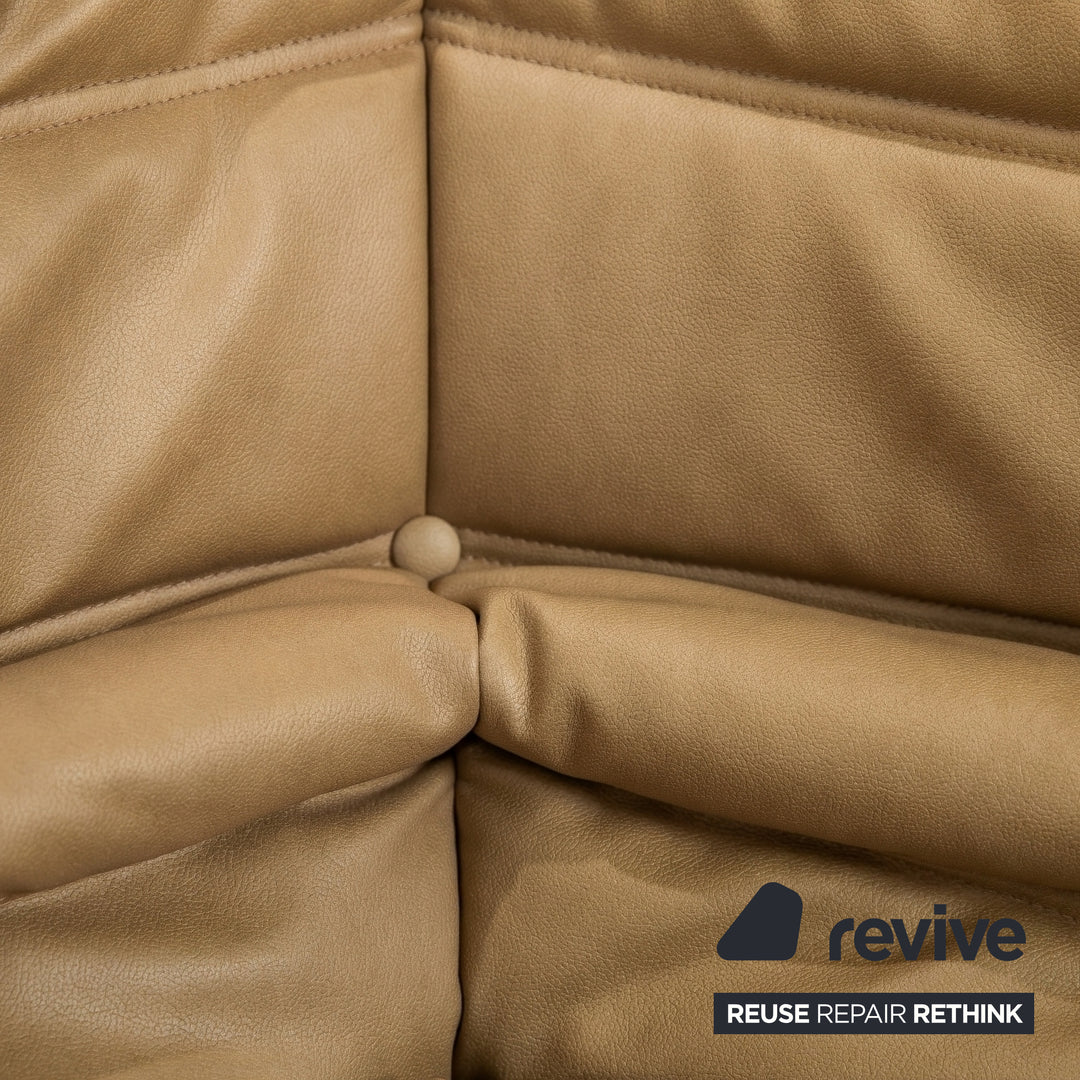 Ligne Roset Togo Sessel Ecke veganes Leder Gelb Neubezug (GAVIN 108)