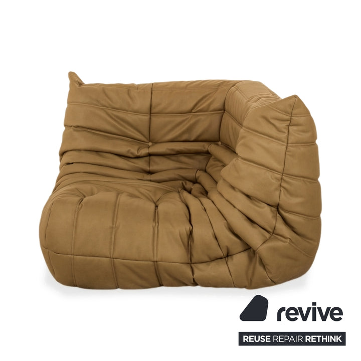 Ligne Roset Togo Sessel Ecke veganes Leder Gelb Neubezug (GAVIN 108)