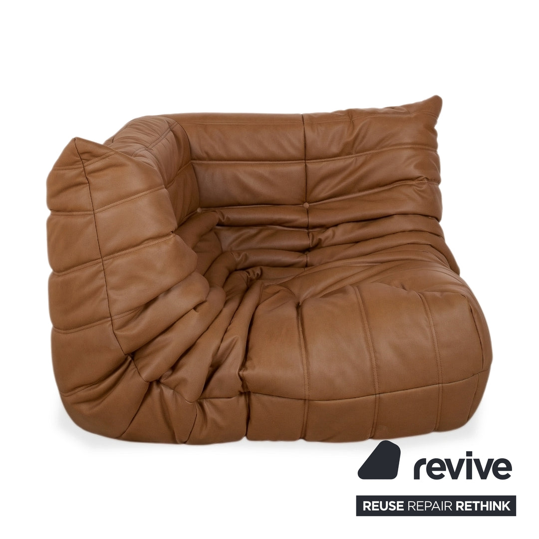 Ligne Roset Togo Sessel Ecke veganes Leder Gelb Neubezug (GAVIN 108)
