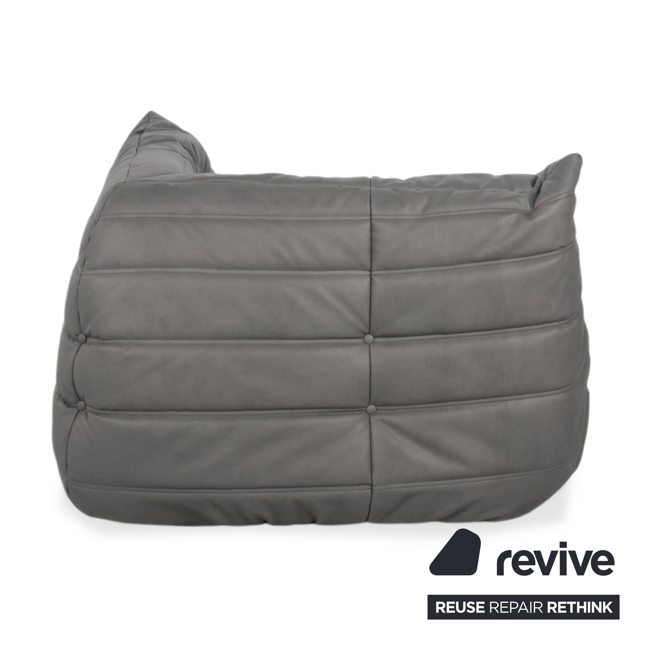 Ligne Roset Togo Eckelement Veganes Leder Grau Neubezug
