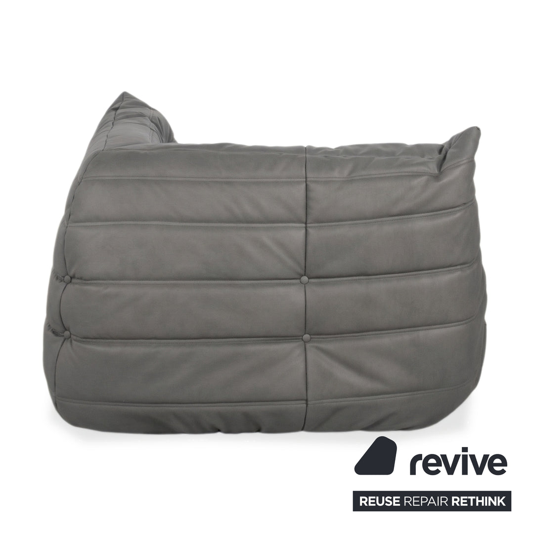 Ligne Roset Togo Sessel Ecke veganes Leder Grau Neubezug (GAVIN 115)