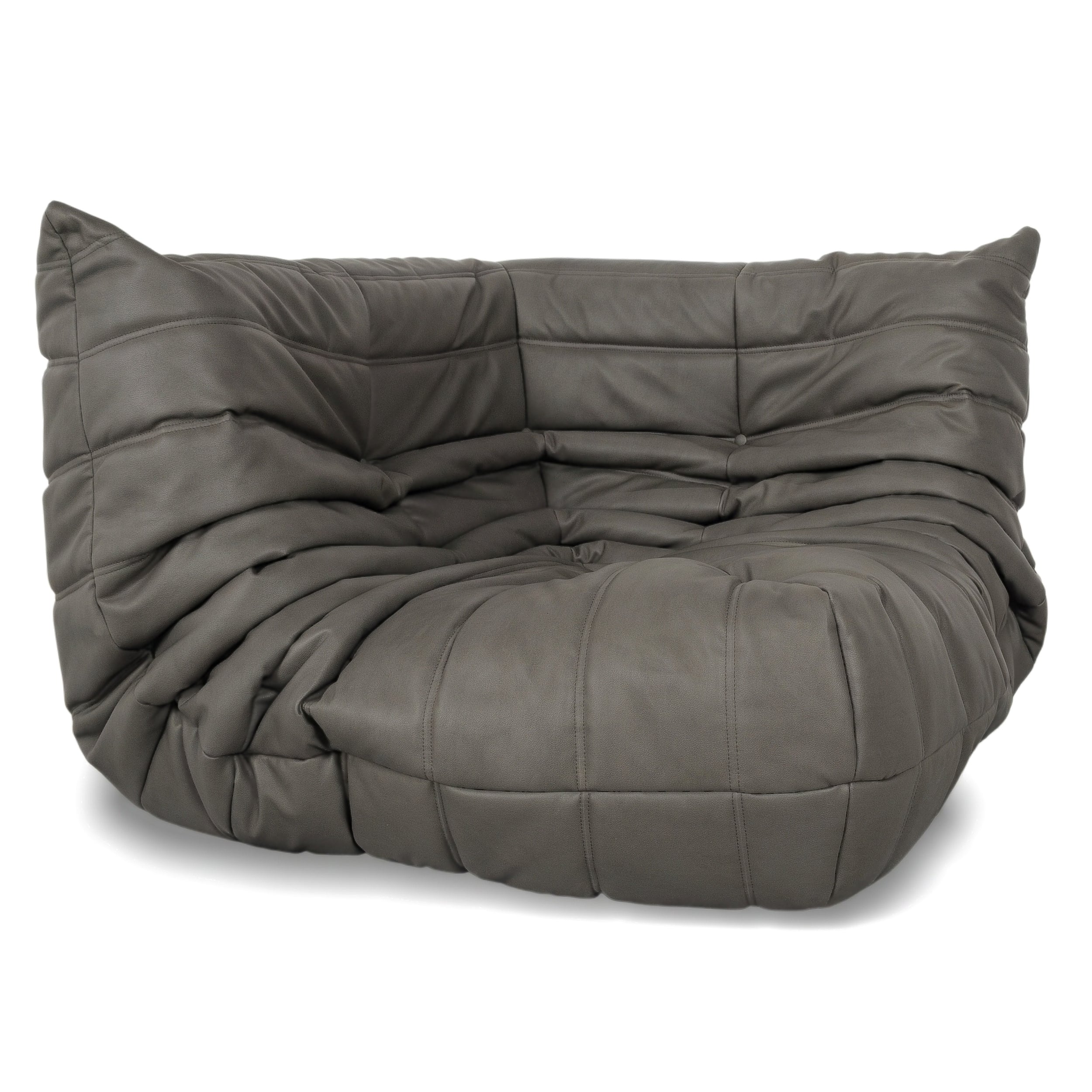 Ligne Roset Togo Eckelement Veganes Leder Grau Neubezug