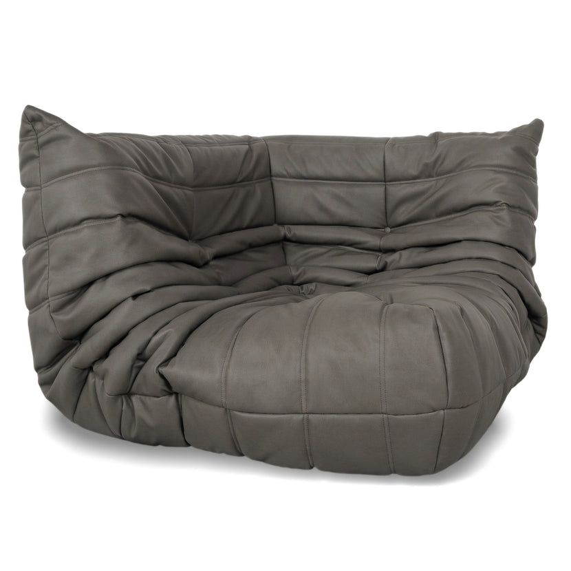 Ligne Roset Togo Eckelement Veganes Leder Grau Neubezug