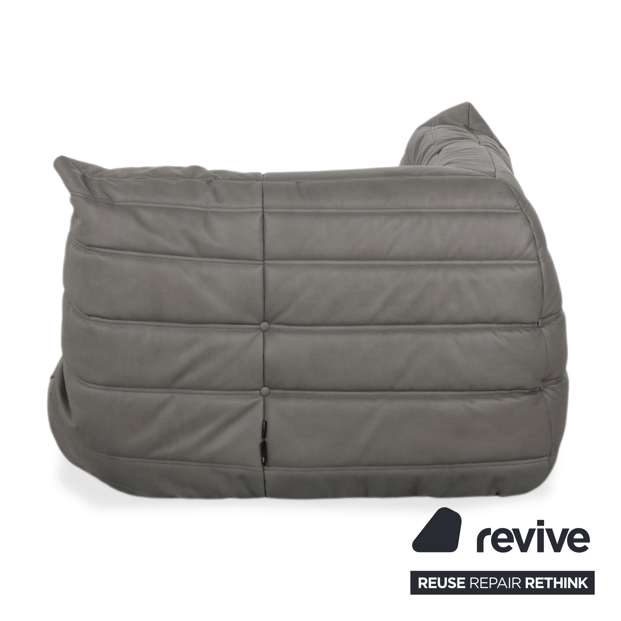 Ligne Roset Togo Eckelement Veganes Leder Grau Neubezug