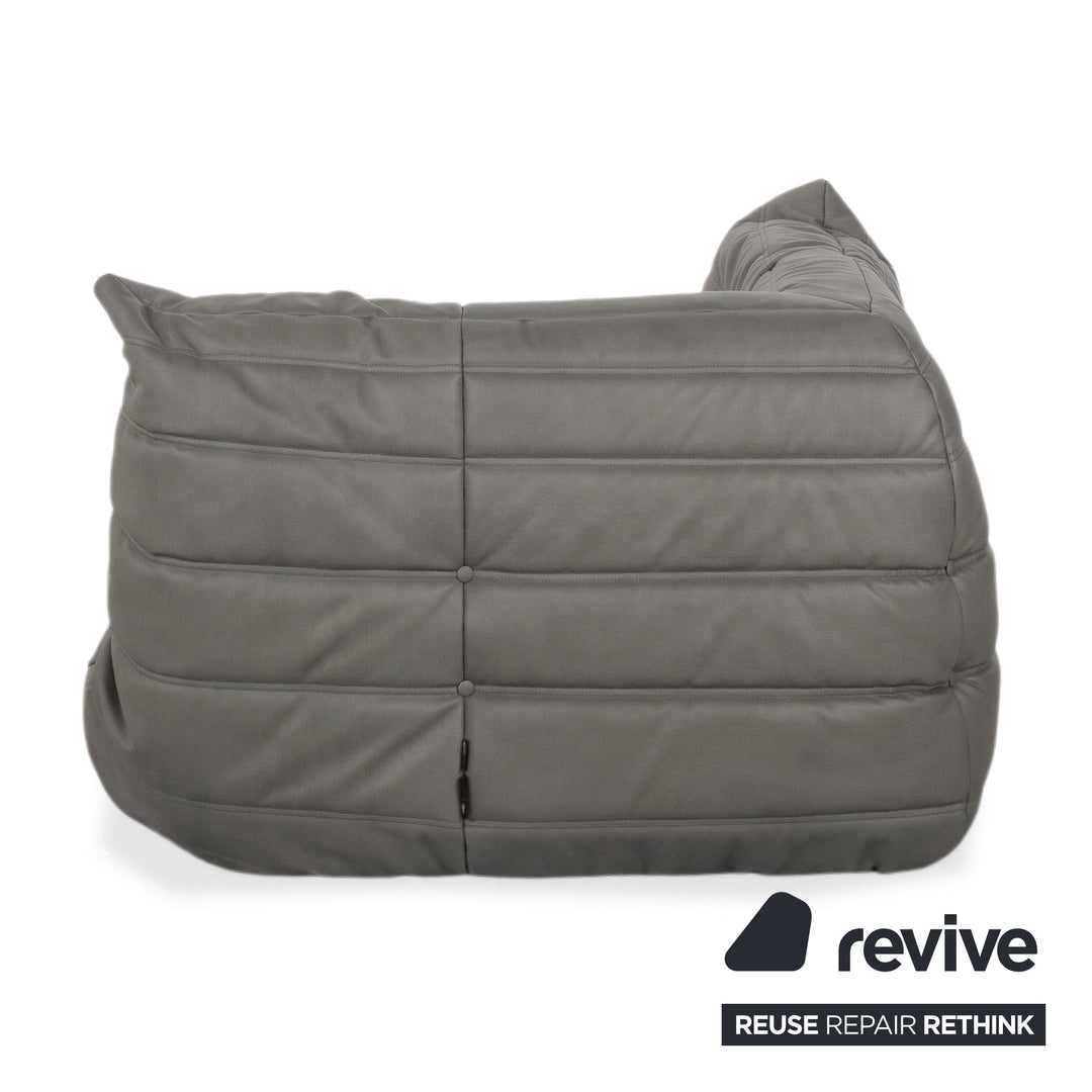 Ligne Roset Togo Eckelement Veganes Leder Grau Neubezug