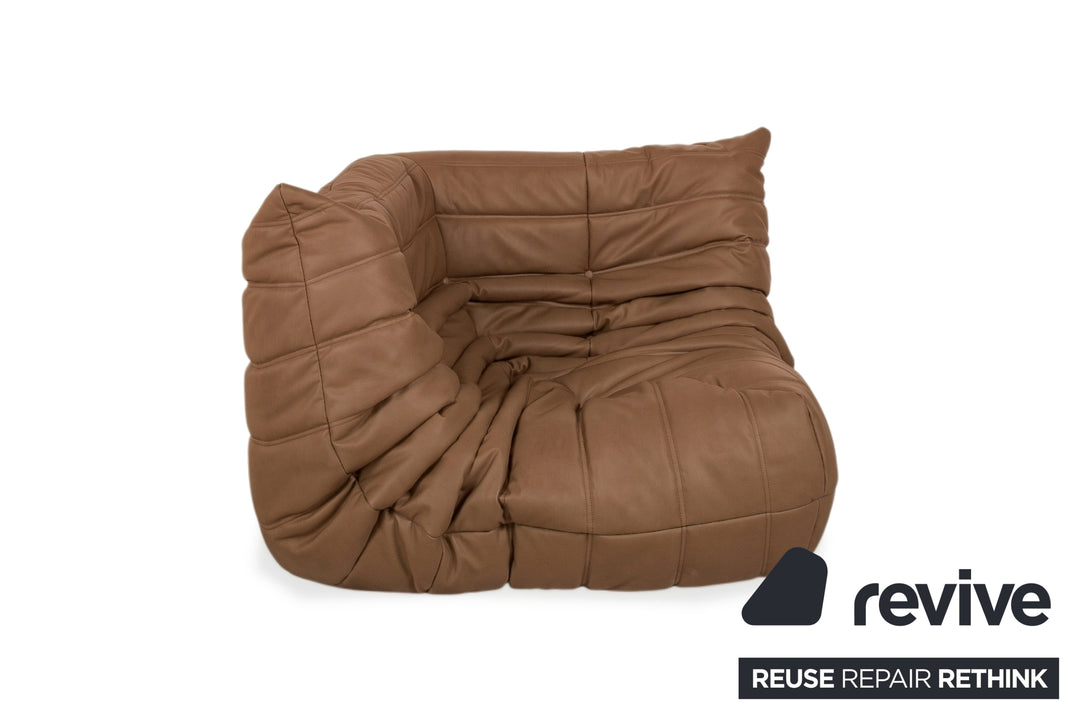 Ligne Roset Togo Sessel Ecke veganes Leder Neubezug Cognac