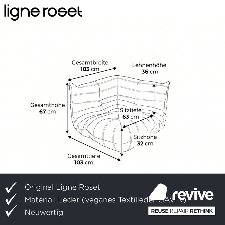 Ligne Roset Togo Sessel Ecke veganes Leder Neubezug Cognac