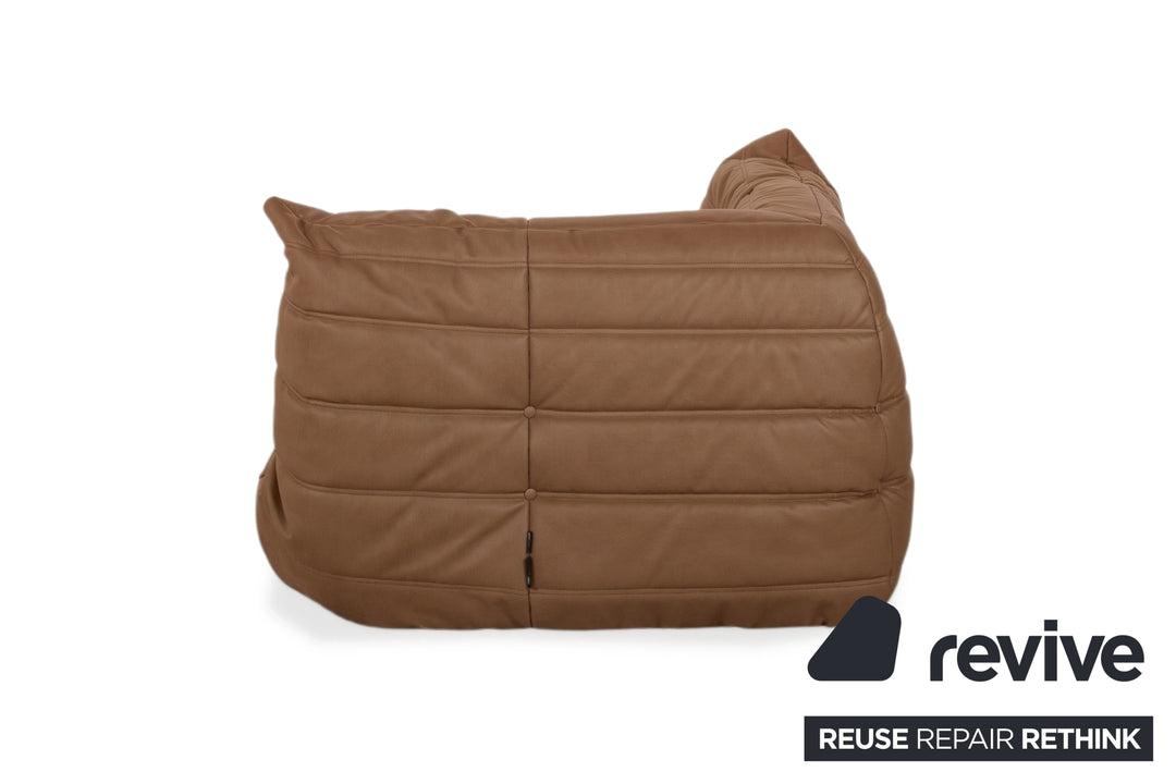 Ligne Roset Togo Sessel Ecke veganes Leder Neubezug Cognac
