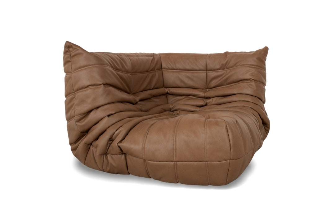 Ligne Roset Togo Sessel Ecke veganes Leder Neubezug Cognac