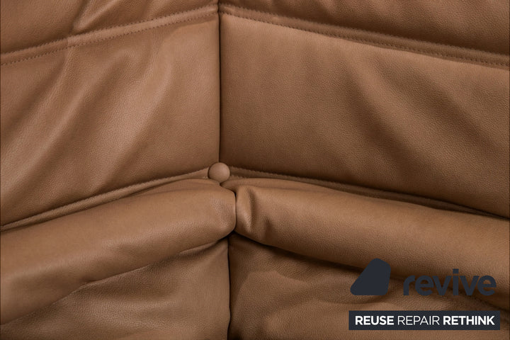 Ligne Roset Togo Sessel Ecke veganes Leder Neubezug Cognac