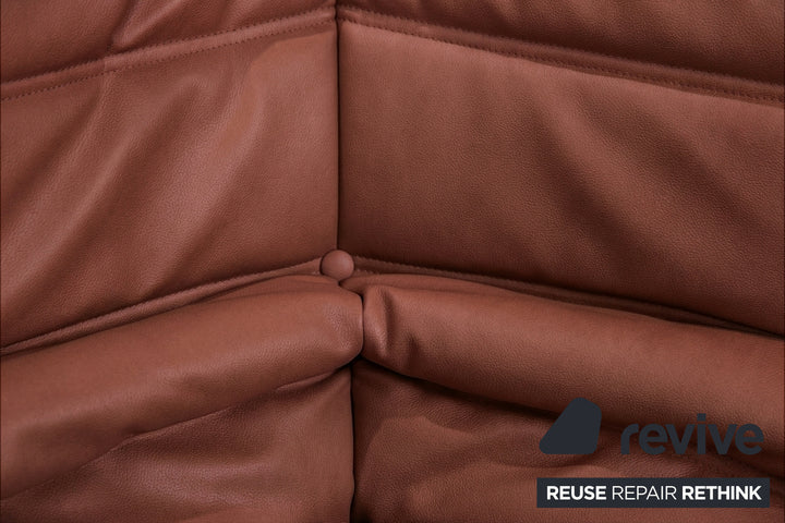 Ligne Roset Togo Sessel Ecke veganes Leder Neubezug Kastanienbraun